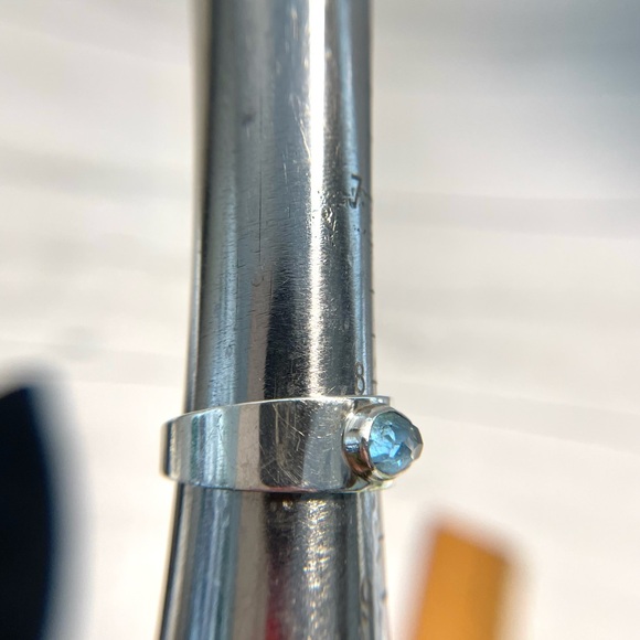 Hand-cut Aquamarine & hand-made Sterling Silver Ring size 8.25 - Picture 4 of 10